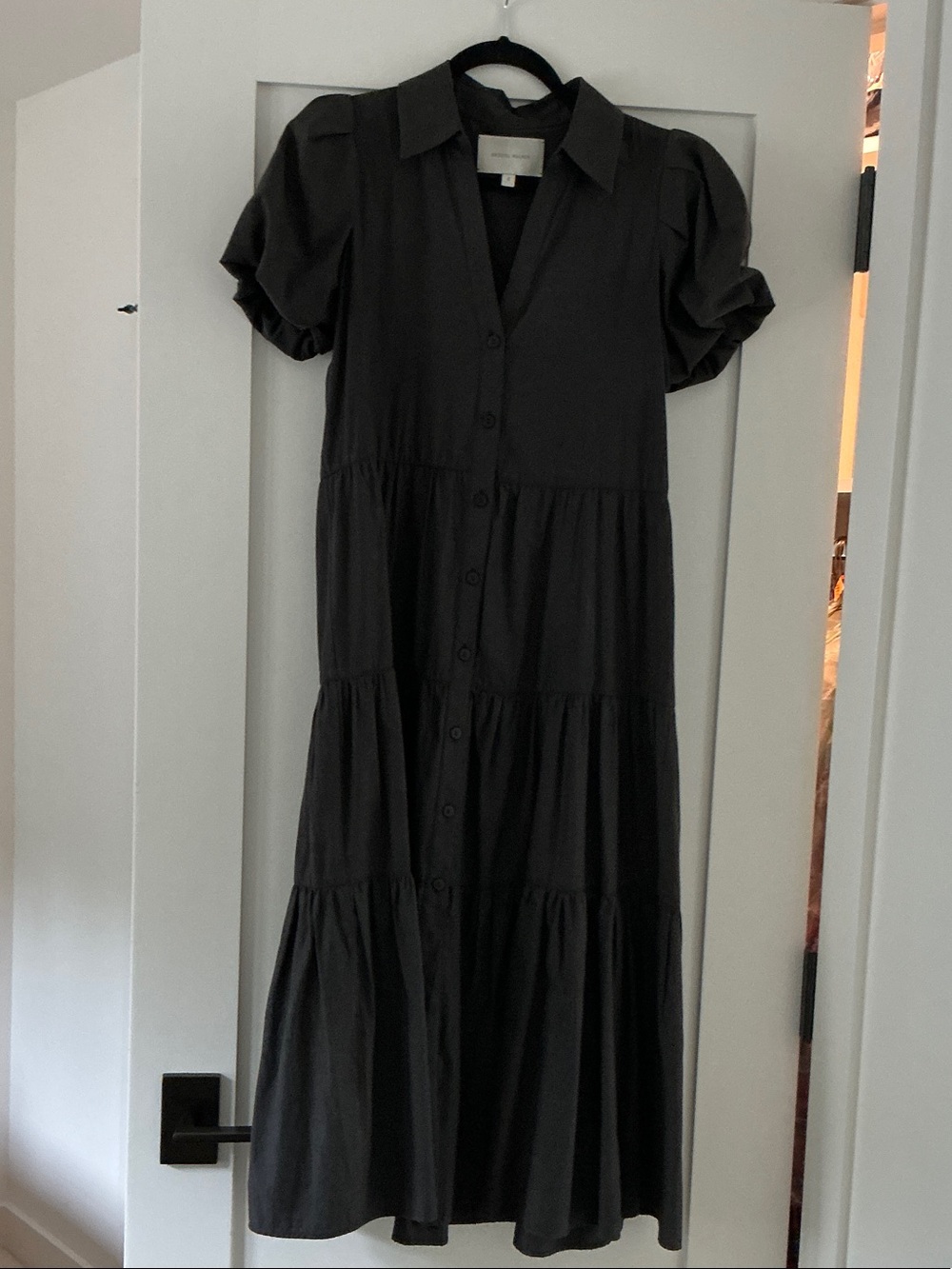 Brochu Walker Black Tiered Button-Front Midi Dress